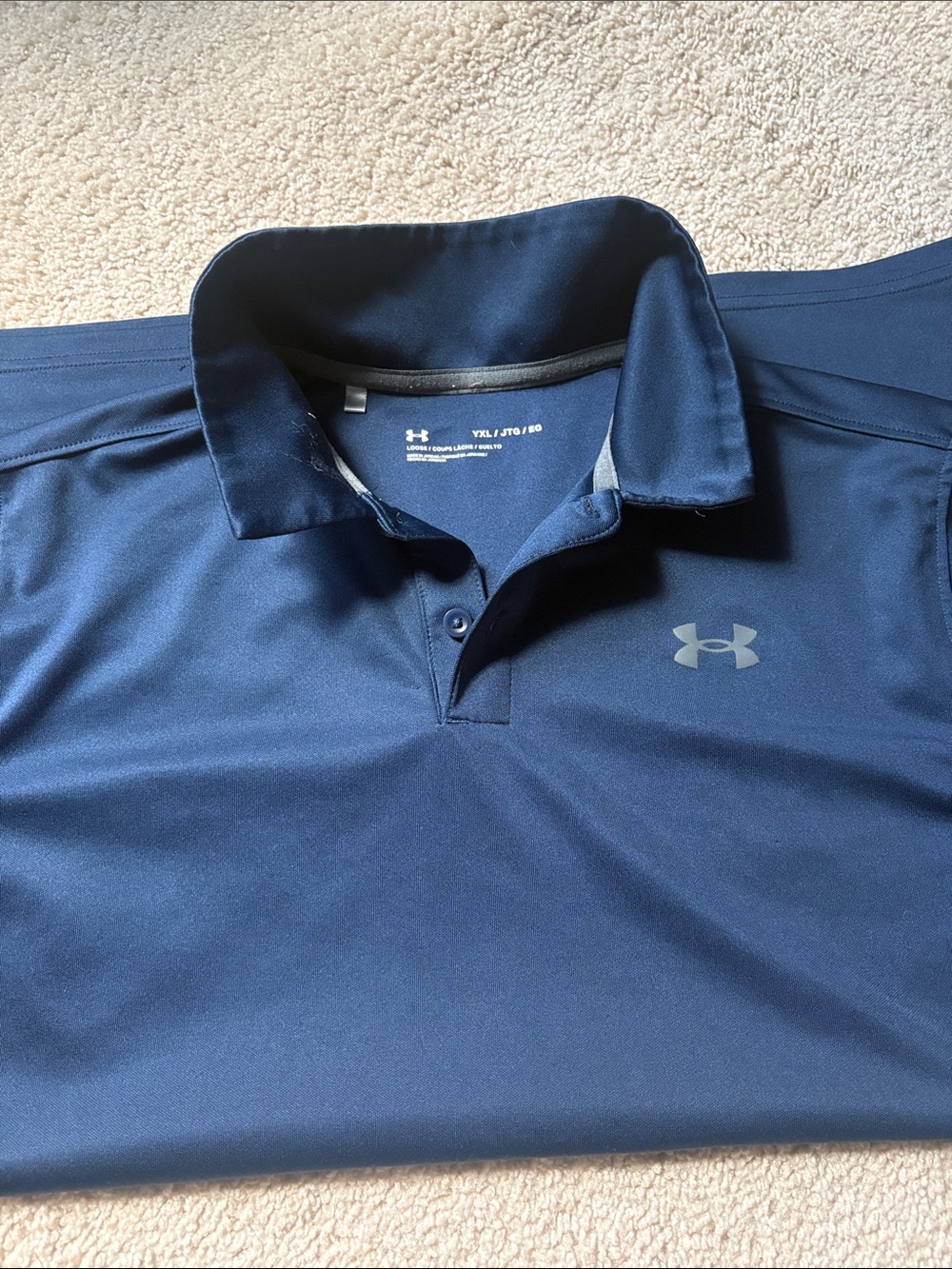 Under Armour Men's Navy Performance Polo with Silver Logo